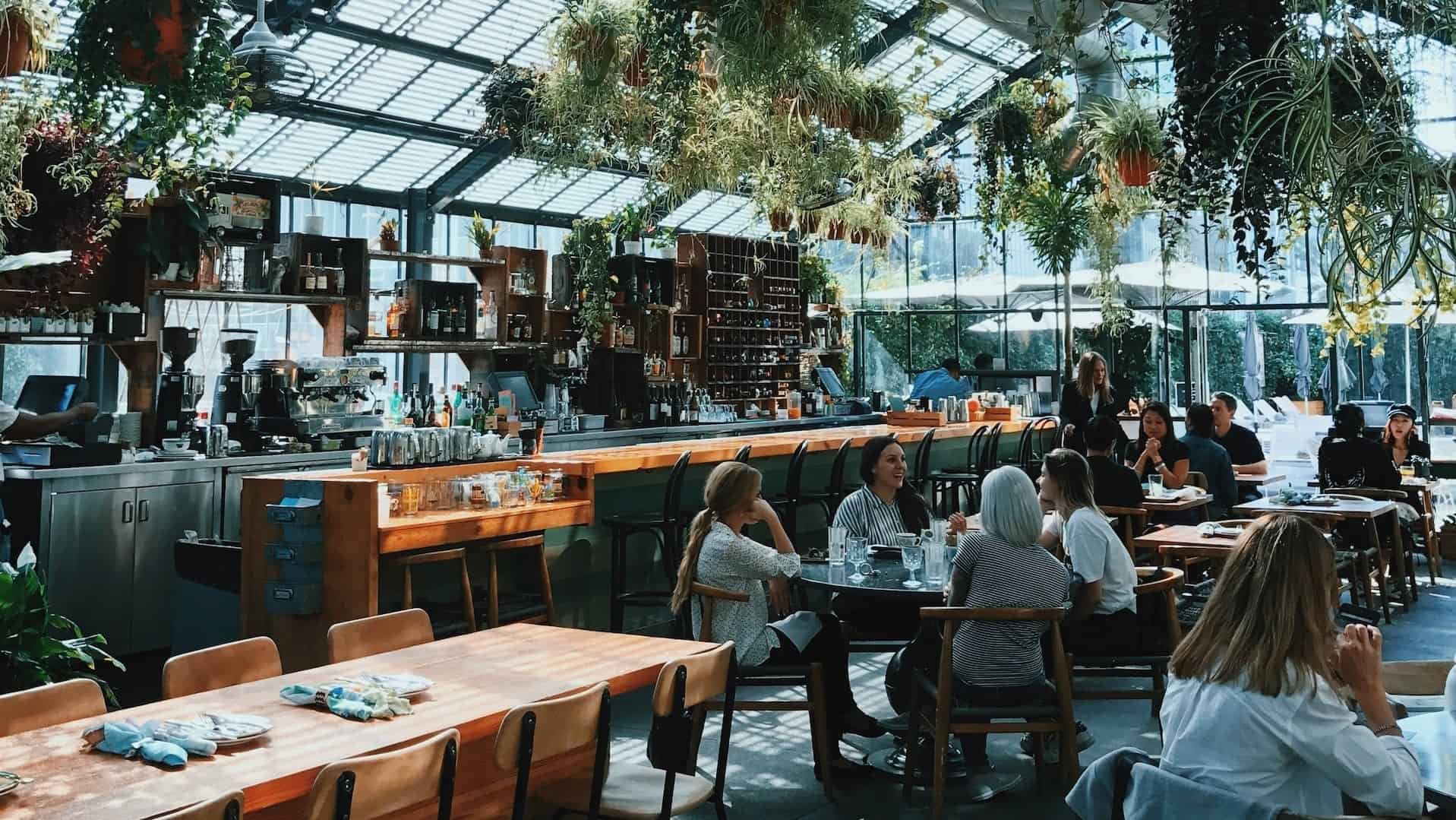 People seated in a restaurant.