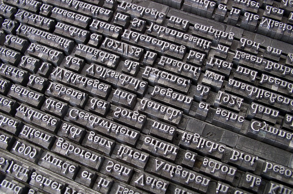 A close-up of letterpress lead sets.